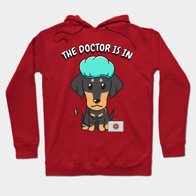 Cute dachshund dog is a doctor Hoodie by Pet Station